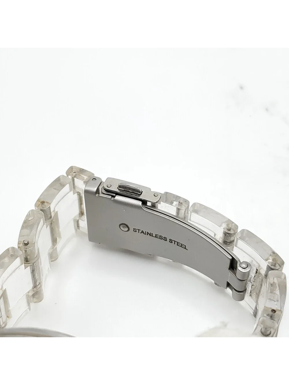Relic Watch Women Silver Tone Multi Dial Pave Bezel Clear Band New Battery 37mm